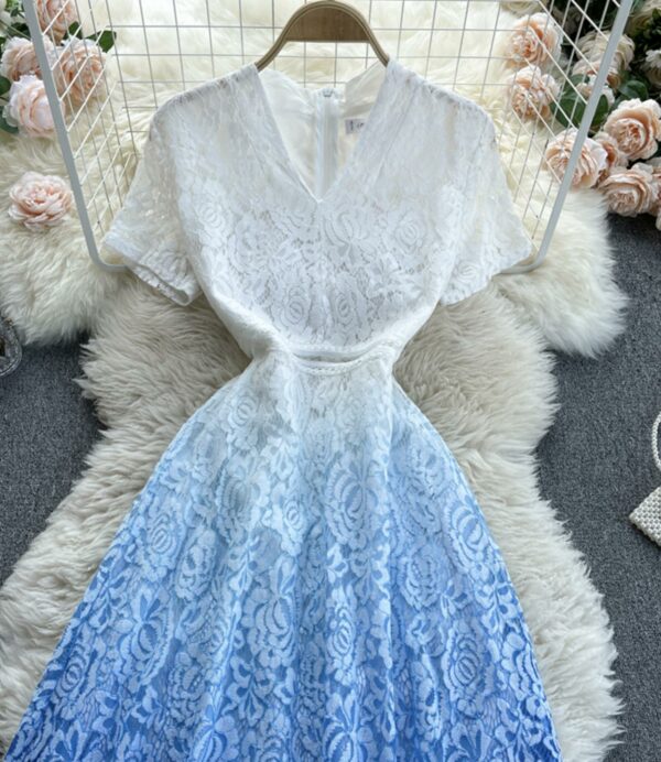 Cute V Neck A Line Lace Dress P332 - Image 3