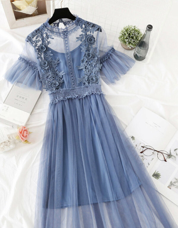 Cute A Line Tulle Lace Applique Dress Summer Dress P337 - Image 2