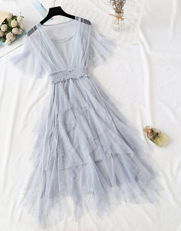 Girl Summer Dress A Line Tulle Dress With Sequins P335 - Image 4