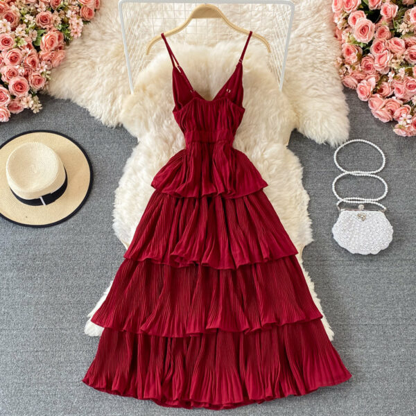 Cute V Neck Short A Line Dress Fashion Dress P340 - Image 3