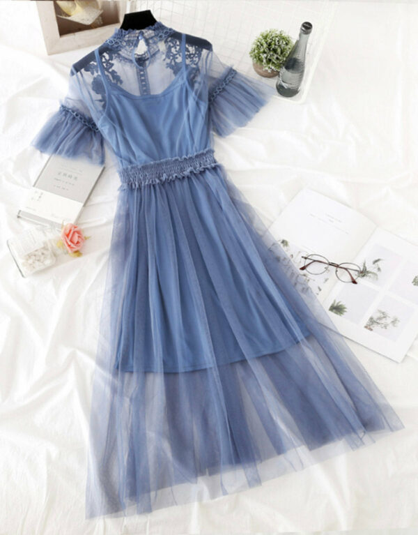 Cute A Line Tulle Lace Applique Dress Summer Dress P337 - Image 3