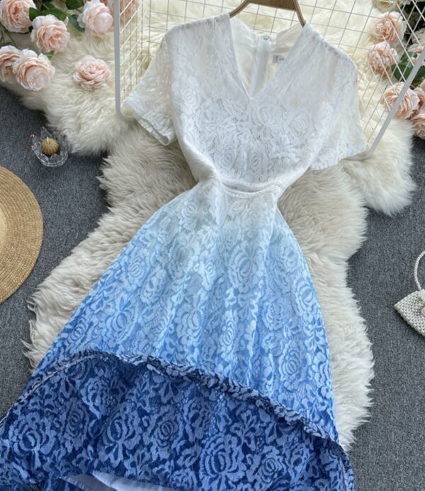 Cute V Neck A Line Lace Dress P332 - Image 4