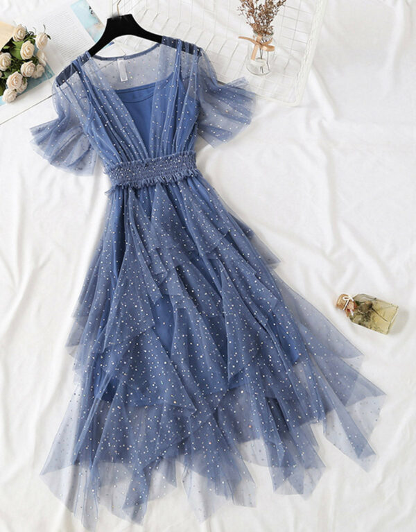 Girl Summer Dress A Line Tulle Dress With Sequins P335 - Image 5
