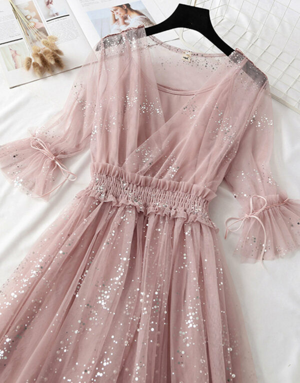 A Line Two Pieces Tulle Dress With Sequins P336 - Image 2
