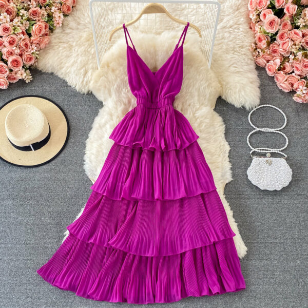Cute V Neck Short A Line Dress Fashion Dress P340 - Image 5