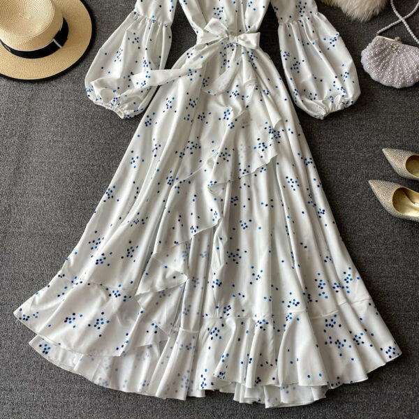 White V Neck Long Sleeve Dress Fashion Dress P339 - Image 5