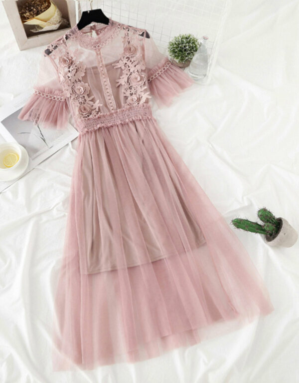 Cute A Line Tulle Lace Applique Dress Summer Dress P337 - Image 4