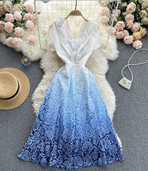 Cute V Neck A Line Lace Dress P332 - Image 5