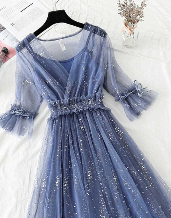 A Line Two Pieces Tulle Dress With Sequins P336 - Image 7