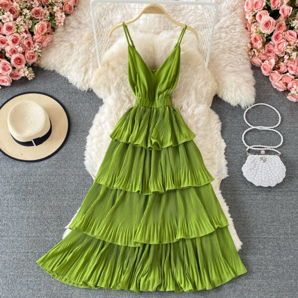 Cute V Neck Short A Line Dress Fashion Dress P340 - Image 7