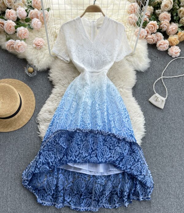 Cute V Neck A Line Lace Dress P332 - Image 2