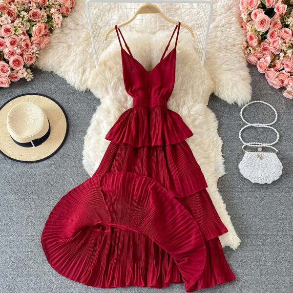 Cute V Neck Short A Line Dress Fashion Dress P340 - Image 4