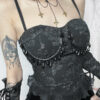 Vintage jacquard beads pendant cami