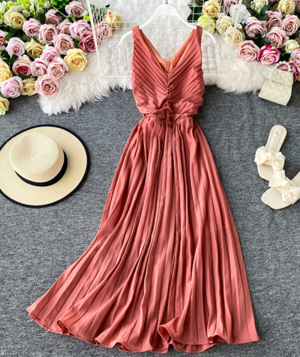 Simple V-neck Dress Sleeveless Dress P267 - Image 4