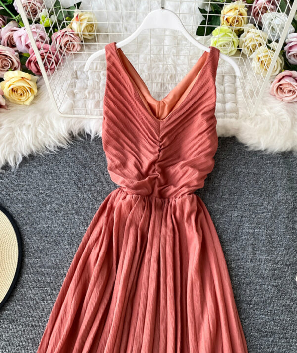 Simple V-neck Dress Sleeveless Dress P267 - Image 5