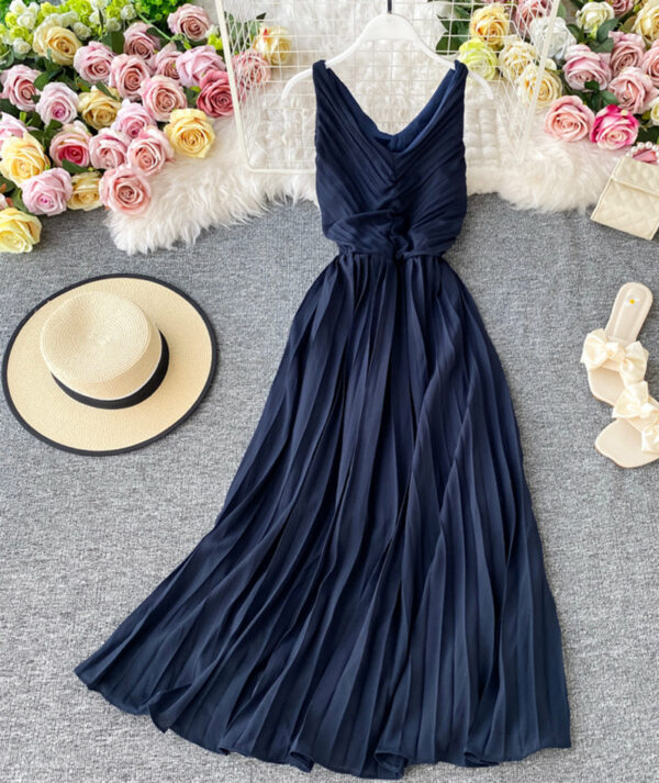 Simple V-neck Dress Sleeveless Dress P267 - Image 6