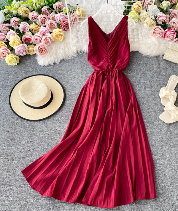 Simple V-neck Dress Sleeveless Dress P267 - Image 7