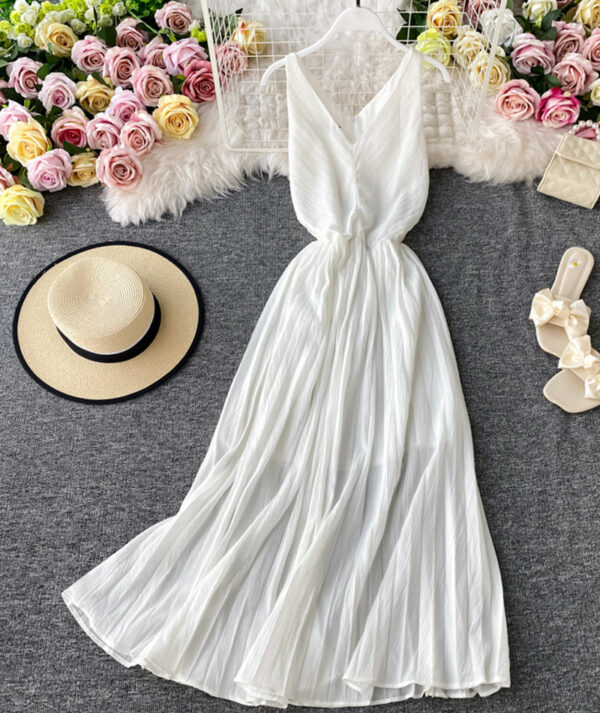 Simple V-neck Dress Sleeveless Dress P267 - Image 9