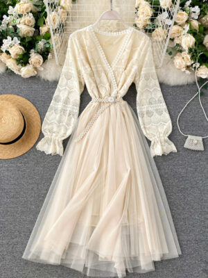 Cute Lace Long Dress Fashion Dress P315