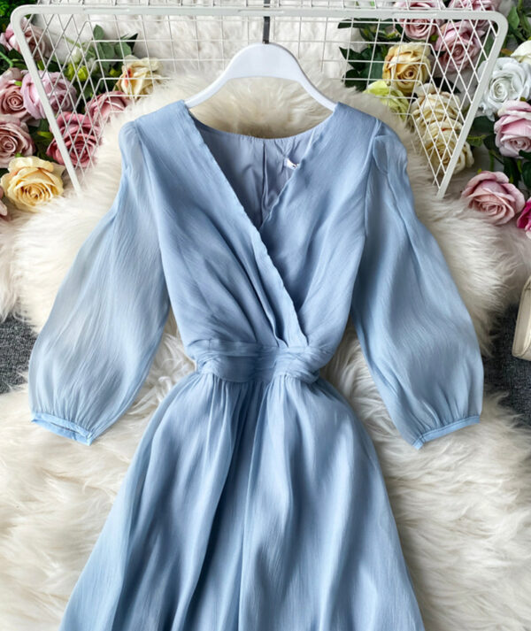 Simple A Line V Neck Tulle Dress Women's Dress P321 - Image 3