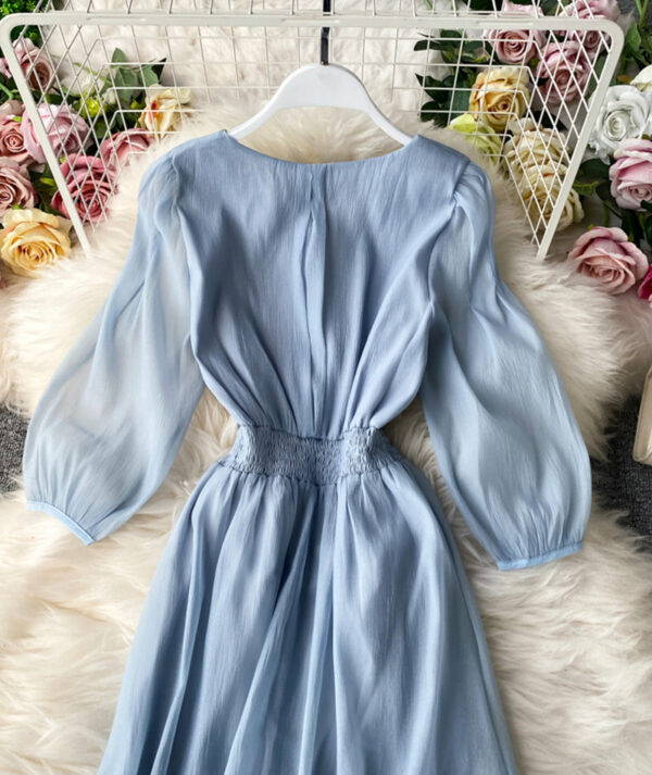 Simple A Line V Neck Tulle Dress Women's Dress P321 - Image 4