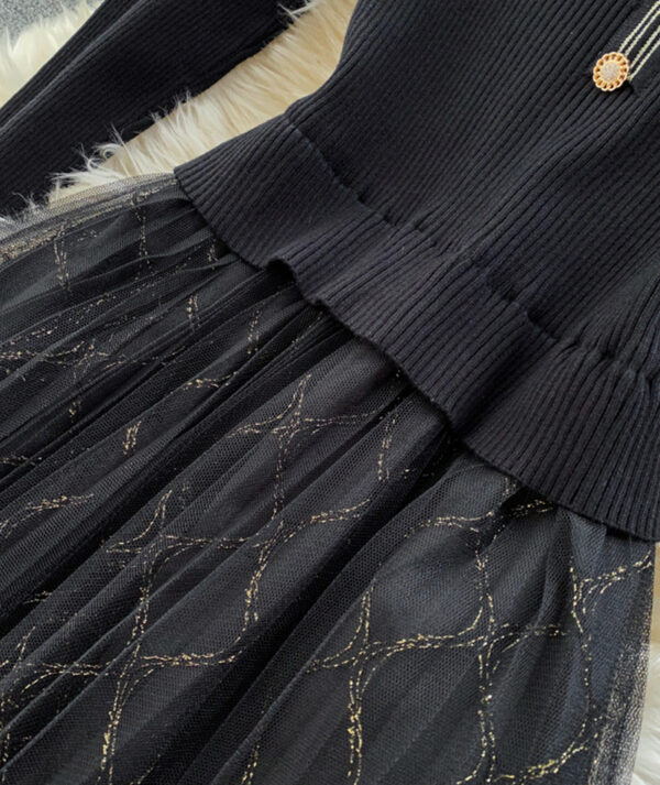 Elegant Knitted Tulle Splicing Dress P319 - Image 6