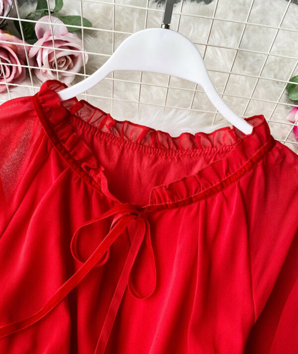 Red A Line Chiffon Dress Fashion Girl Dress P303 - Image 3