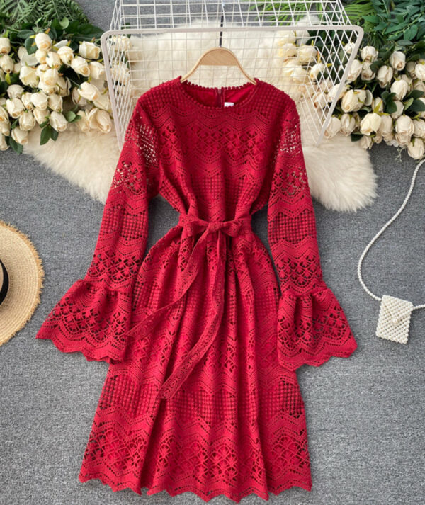 Cute Lace Long Sleeve Dress Lace Dress P318 - Image 5