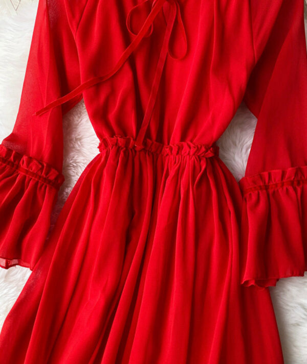 Red A Line Chiffon Dress Fashion Girl Dress P303 - Image 5