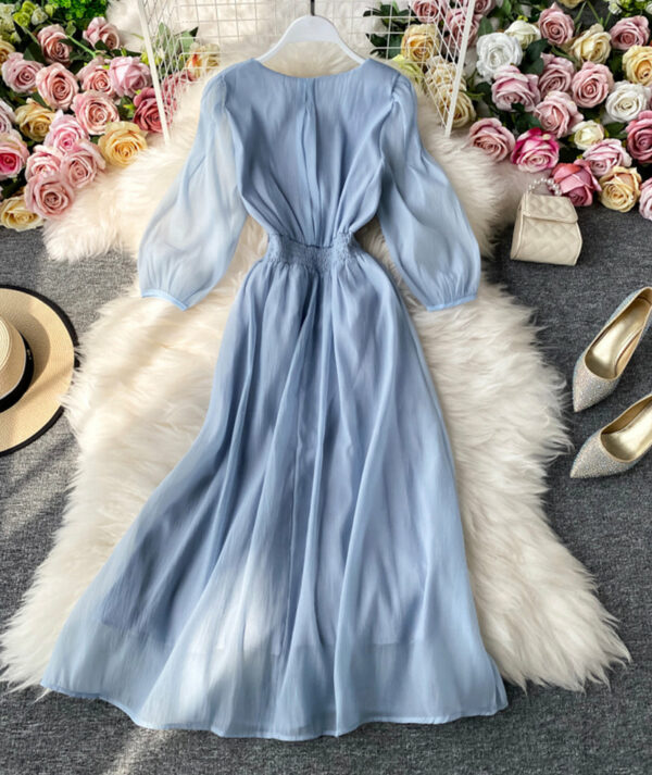 Simple A Line V Neck Tulle Dress Women's Dress P321 - Image 6