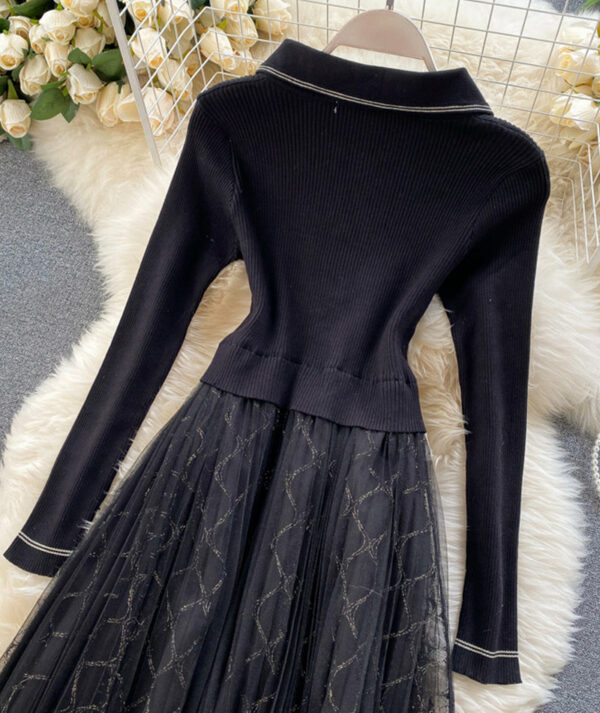 Elegant Knitted Tulle Splicing Dress P319 - Image 8