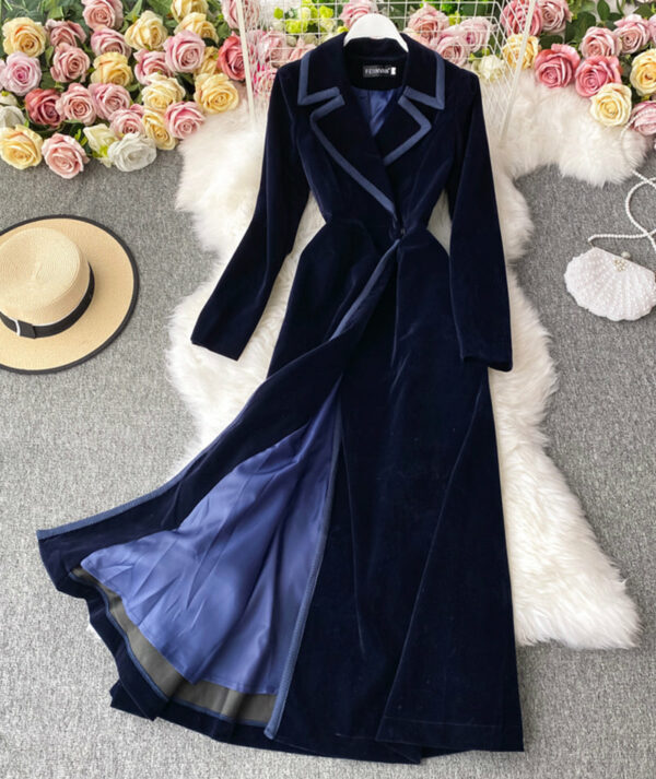 Elegant Velvet Long Coat Dress P300 - Image 5
