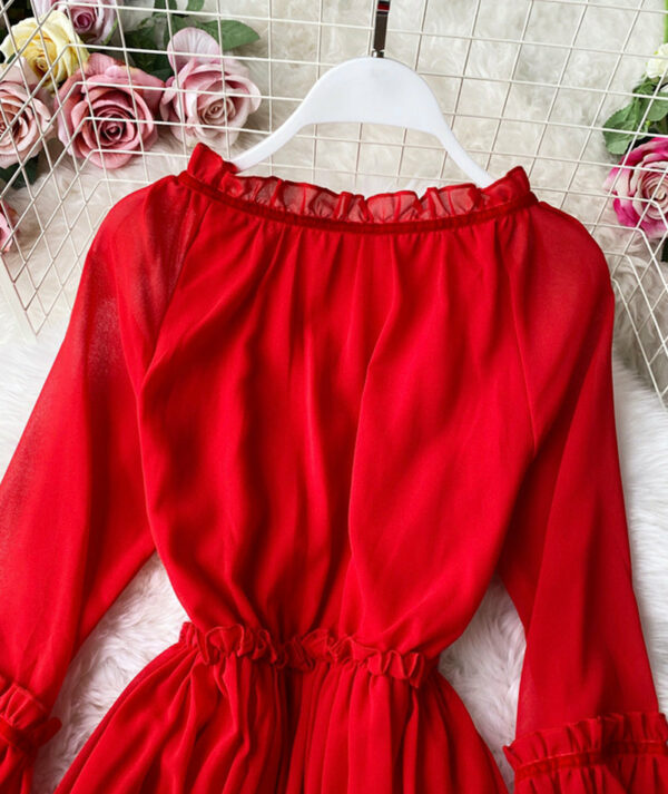 Red A Line Chiffon Dress Fashion Girl Dress P303 - Image 6