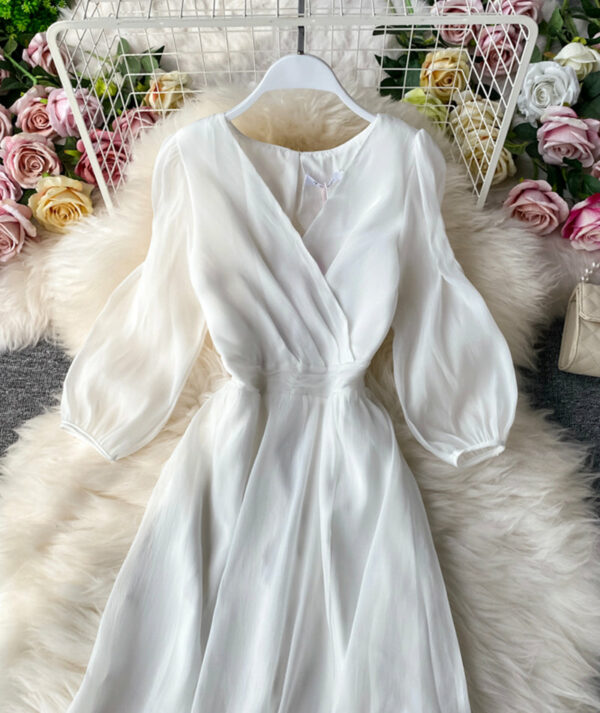 Simple A Line V Neck Tulle Dress Women's Dress P321 - Image 7