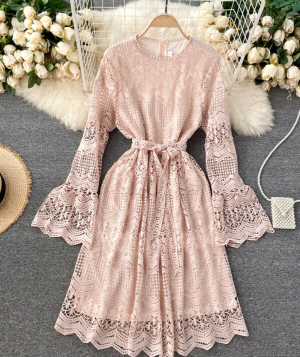 Cute Lace Long Sleeve Dress Lace Dress P318 - Image 9