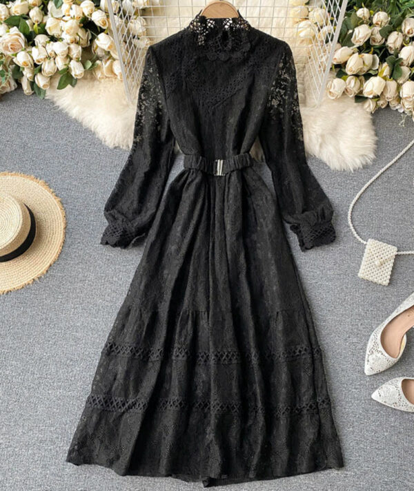 Elegant O-neck Lace Long Sleeve Dress P316 - Image 8