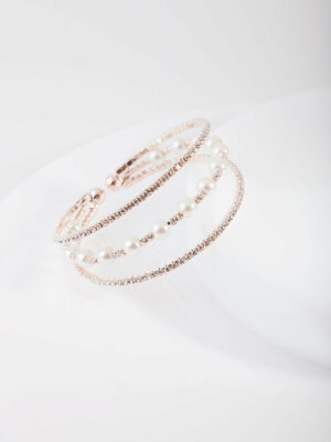 Rose Pearl Cup Chain Cuff