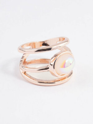 Rose Iridescent Oval Ring