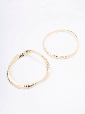 Wavy Hammered Bangle Pack