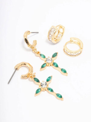 Emerald Cross Earring Pack