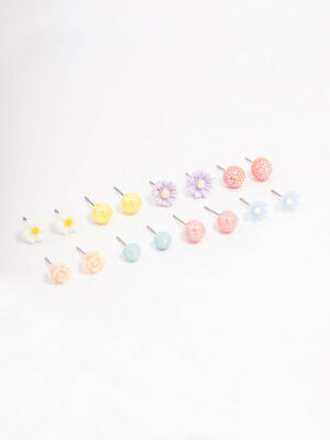 Round Flower Earring 8-Pack